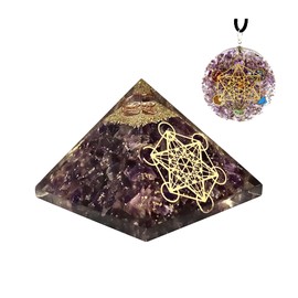 Sawcart Metatron Grid Amethyst Orgone Pyramid & Metatron’s Cube Merkaba with 7 Chakra Crystals Orgone Pendant Positive Energy Generator Aura Cleansing Reiki Chakra Healing Yoga Meditation