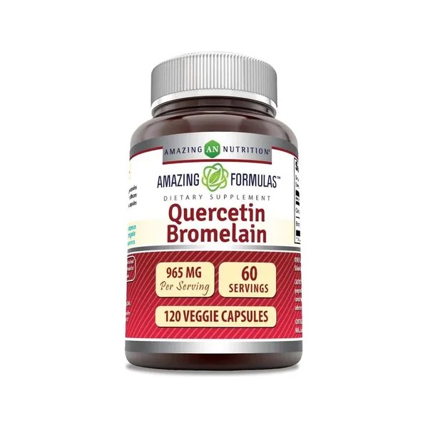 Amazing Formulas Quercetin Bromelain 965 Mg 120 Cápsulas Sabor Sin
