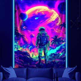 NYZE - Tapiz espacial de astronauta para recámara, decoración de habitación que brilla en la oscuridad, tapices de pared, para colgar en la pared, para hombres y hombres, hombres, sala de estar, 44 x