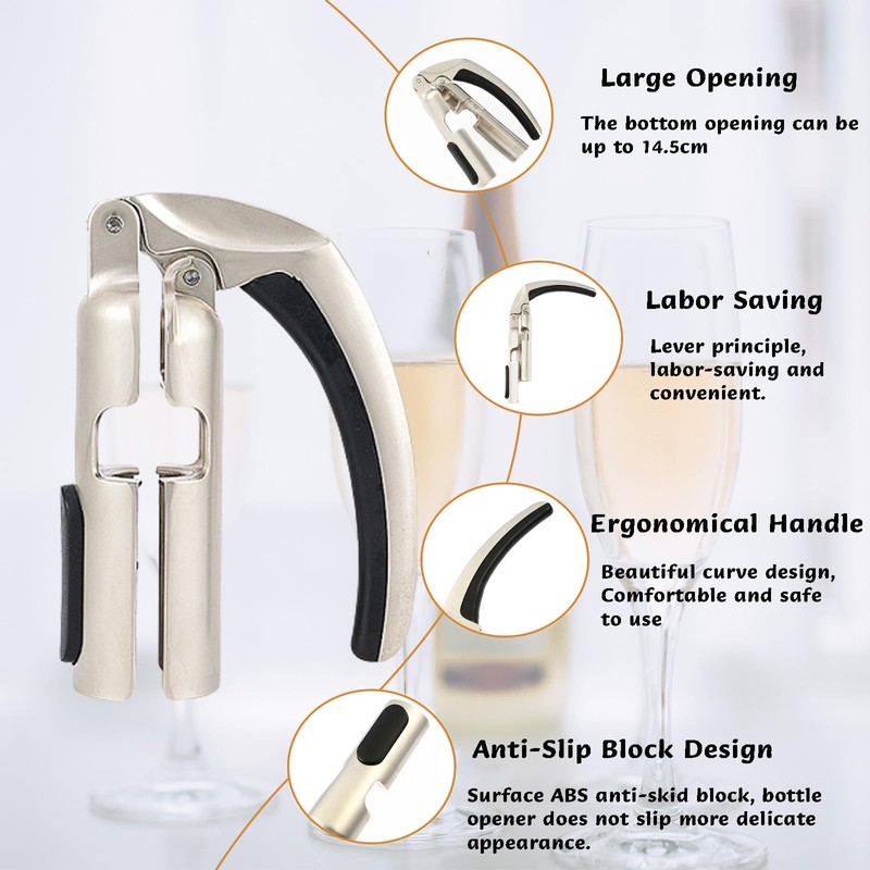Champagne Bottle Opener and Bottle Stopper, Portable Zinc Alloy Sparkling