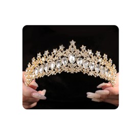 Yheahin Vintage Crystal Wedding Tiara for Women Gold Silver Rhinestone Queen Crown Headband Princess Crown Headpieces Bridal Birthday Prom Costume Party Hair Accessories (Gold)