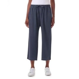 Splendid Women's Cropped Wide Leg Drawstring Pants (Navy Blue, Large)