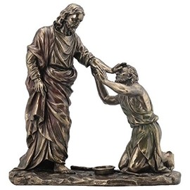 US 10.38 Inch Jesus Healing Blind Man Cold Cast Bronze Figurine