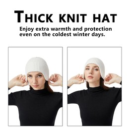 Irzaki Winter Beanie Hat Warm Beanie with Earflaps for Men and Women Thermal Knitted Stocking Caps, White