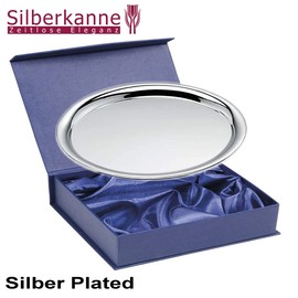 SILBERKANNE Berlin Oval Tray 22 x 30 cm Premium Silver Plated Elegant Silver-Plated in Top Workmanship Ready to Give as a Gift with Stylish Gift Packaging