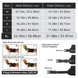 HEELE Dog Harness, No Pull Dog Harness Ex-Large, Release on Neck, Reflective Adjustable Dog Harness with Front Back 2 Leash Attachments and Soft Padded Control Handle for Walking Training, Black, XL