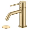 JXMMP Brushed Gold Bathroom Faucet, Single Handle Brass Sink Faucet
