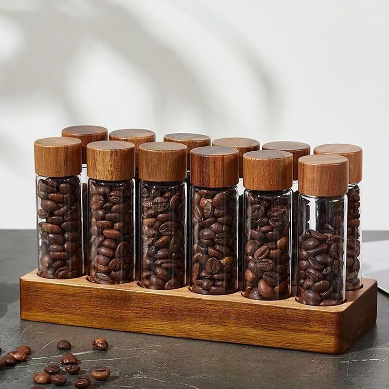 TREELF Coffee Bean Storage,Coffee Storage Container with Walnut Solid Wood