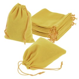 sourcing map 20 Pcs Velvet Drawstring Bag, 4 x 5 Inch Jewelry Velvet Pouches Gift Bags for Wedding Party Favor Candy Jewelry Packaging Organizing Storage, Gold