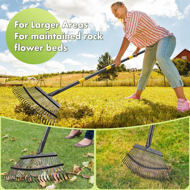 INFLATION Garden Rake for Leaves Heavy Duty Women Men Grandpas