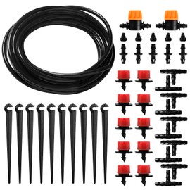 VooGenzek 43 Pieces 4/7 mm Irrigation Kit, 5 m Irrigation Hose, DIY Garden Irrigation System, with Passage Connector, T Connector, Hose End Plugs, for Patio
