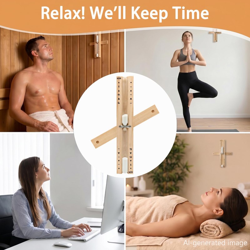 Sauna Sand Timer 15 Minute Wooden Rotating Heat Resistant Accurate