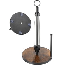 OROPY One-Hand Tear Paper Towel Holder Countertop, Farmhouse Wood Paper Towel Roll Holder with Ratchet Mechanism and Suction Cups fits Standard and Jumbo Size Paper Towels