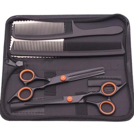 San 산 스테인리스 미용 가위 블루 헤어 커팅 4in1 이발소 빗 C1001 [17 C1001 HeiJin 4P] Mountain Stainless Steel Beauty Scissors Blue Hair Cutting 4in1 Barbershop Comb C1001 [17 C1001 HeiJin 4P]