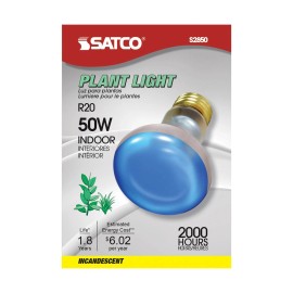 Satco S2850 50W 120 Volt R20 Medium E26 Grow Lamp Plant Dimmable Reflector Bulb