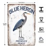 Blue Heron Calm Presence Peace Retro Theme Inspirational Quotes Wall