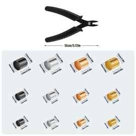 2200 Pieces Crimp Tubes for Jewellery Making, 1.5/2/2.5 mm Crimp Beads Set Tube Crimp Beads with Crimp Pliers Tweezers for Necklaces, Bracelets, Earrings (Gold, Silver, KC-Gold, Black)