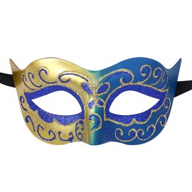 OIDEA Men's Venetian Mask Masquerade Ball: Dark Blue Masquerade Mask Venetian Cosplay Fancy Dress Masquerade Ball Venice Carnival Theme Party Costume
