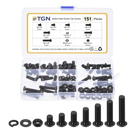 DTGN 151Pcs M6-1x8/10/12/16/20/25/30mm Button Head Socket Cap Screws - Carbon Steel Bolt Nut Set Washer Assortment Kit - Good for Road Bicycle, Mountain Bike, Auto