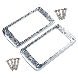 OVSAL 2 PCS Metal Humbucker Pickup Ring for Neck and Bridge Pickup Frame Mounting Flat Bottom 4mm×6mm Fit for Flat Body Strat Les Paul Style Electric Guitar Replacement Parts(Chrome)