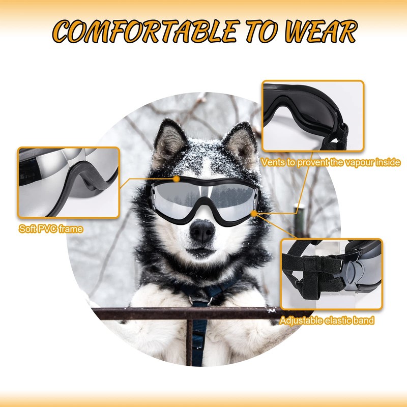 NVTED Dog Sunglasses/Goggles, UV/Wind/Dust/Fog Protection Pet Glasses Eye Wear with