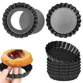 6 Piezas Mini Moldes para Hornear, 4 Pulgadas Acero al Carbono Antiadherentes Mini Moldes para Hornear, Moldes para Tartaletas de Acero Carbono Desmontable（4 pulgadas）