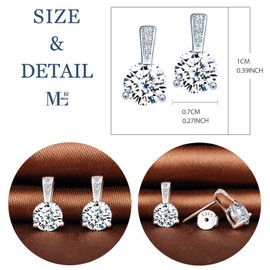 MicLee Women's Earrings 925 Sterling Silver Large Cubic Zirconia Simple Stud Earrings with Gift Bag Super Christmas Gift Silver, Silver Cubic Zirconia, Cubic Zirconia
