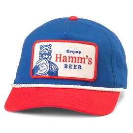 AMERICAN NEEDLE Hamm's Beer Roscoe Adjustable Snapback Baseball Hat, Royal/Red (23008B-HAMMS-RYRD)