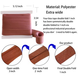 Tewadoo Bias Tape Double Fold 1 Inch – Brown Polyester 10 Yards Bias Binding Tape for Sewing, Quilt Binding, Hemming, Seaming & Piping