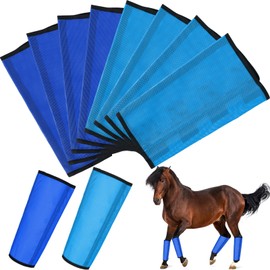 Bulyoou 8 Pcs Mesh Fly Boots for Horse Breathable Mesh Horse Boots Protective Horse Leg Wraps Horse Leggings for Preventing Flies and Mosquitoes Bites (Dark Blue, Sky Blue)