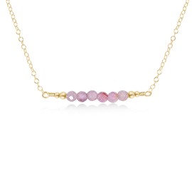 Tiny Sparkling Kunzite Faceted Bead Bar Necklace in 14k Gold Fill