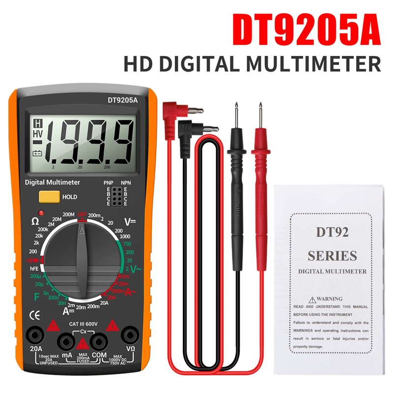 BuyWeek Digital Multimeter, DT9205A AC/DC Voltmeter Ammeter Current Voltage Meter