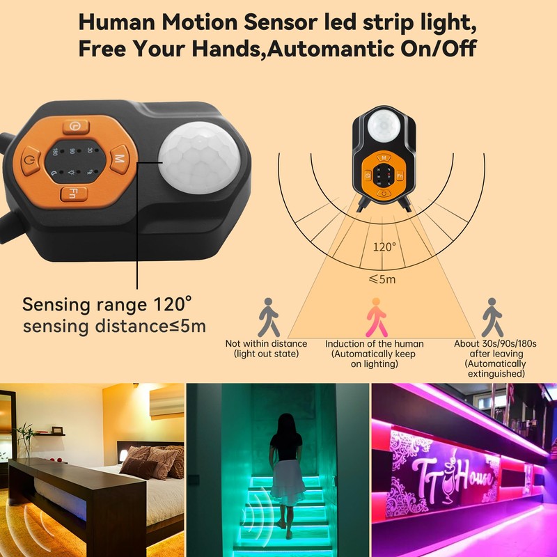 Auplf LED Strip with Motion Sensor 3 m RGB LED