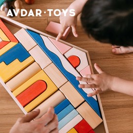 AVDAR Wooden Building Blocks for Toddlers 2-4 Years, Exclusive Designed Big House Wooden Blocks Ages 1-3 Montessori Toys