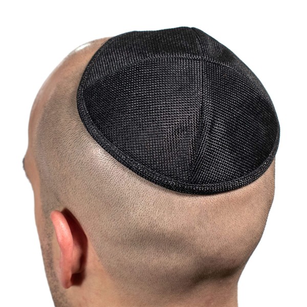 Elegant Black Linen Kippah Yarmulke Jewish Yamaka Kippa Israel Cap Judaica w/clip