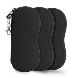 alladaga Pack of 3 Neoprene Glasses Case Zip Sunglasses Bag Portable Glasses Bag for Men and Women, black