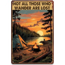 CAEJCCL Funny Metal Sign Not All Those Who Wander Are Lost Vintage Aluminum Tin Signs Retro Sign for Home Living Room Bedroom Farmhouse Chicken Kicthen Bar Cafe Wall Decoration Gift 8 X 12 Inch -001