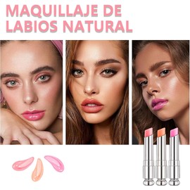 Lip Balm con Color, 3PCS Balsamo Labios Mágico que Cambia de Color, Brillo Labial Hidratante para Niñas y Mujeres, Gloss Labial con Efecto Tintado, Humectante 24H y Aroma Dulce.