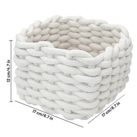 Woven Storage Baskets, White Basket Small Wicker Baskets for Home Bathroom Cupboards Drawer Closet Shelf Dresser