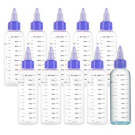 BENECREAT 10 Pack 100ml/3.4 oz Plastic Squeeze Bottles with Scale PET Transparent Blue Twist Cap Bottles Graduated Squeeze Dispensing Bottles for Ink Liquid, Oils, Gels, Glue