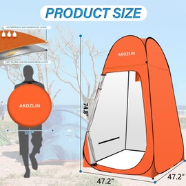 AKOZLIN Portable Pop Up Shower Tent Instant Privacy Dressing Changing Shelter Outdoor Shower Room Camp Toilet Tent 47.2" L×47.2" W×74.8" H Orange