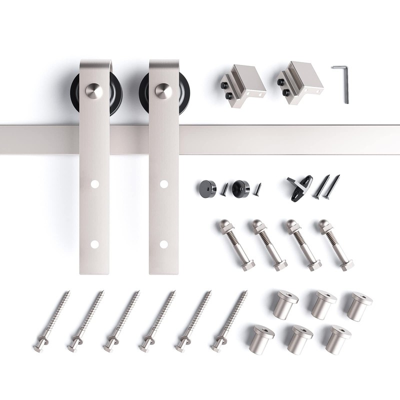 EaseLife 8 FT Brushed Nickel Sliding Barn Door Hardware Track