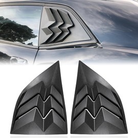 2 x Side Window Louvers for 2008-2024 Dodge Challenger, ABS Plastic Auto Exterior Rear Side Window Louvers Air Vent Scoop Shades Cover Blinds, Matte Black