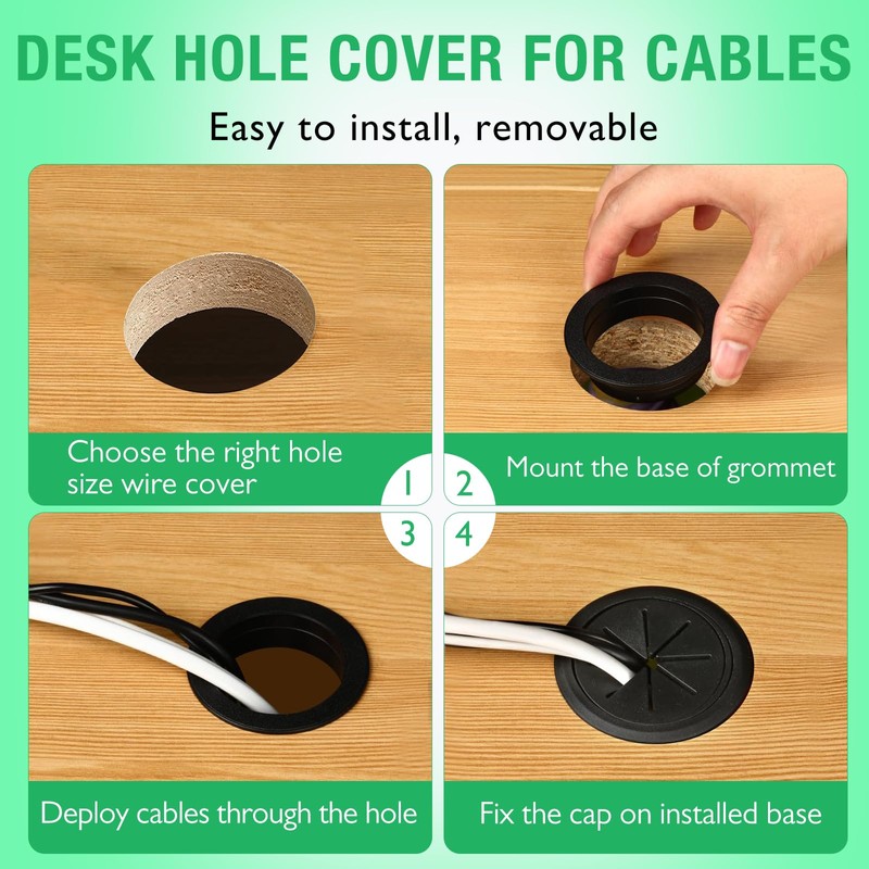 EASYEAH 10 Pcs Desk Grommet 2" / 50 mm, Desk