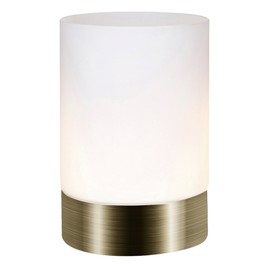 Small Antique Brass Touch Dimmable Table Lamp with Frosted Glass Shade by Happy Homewares