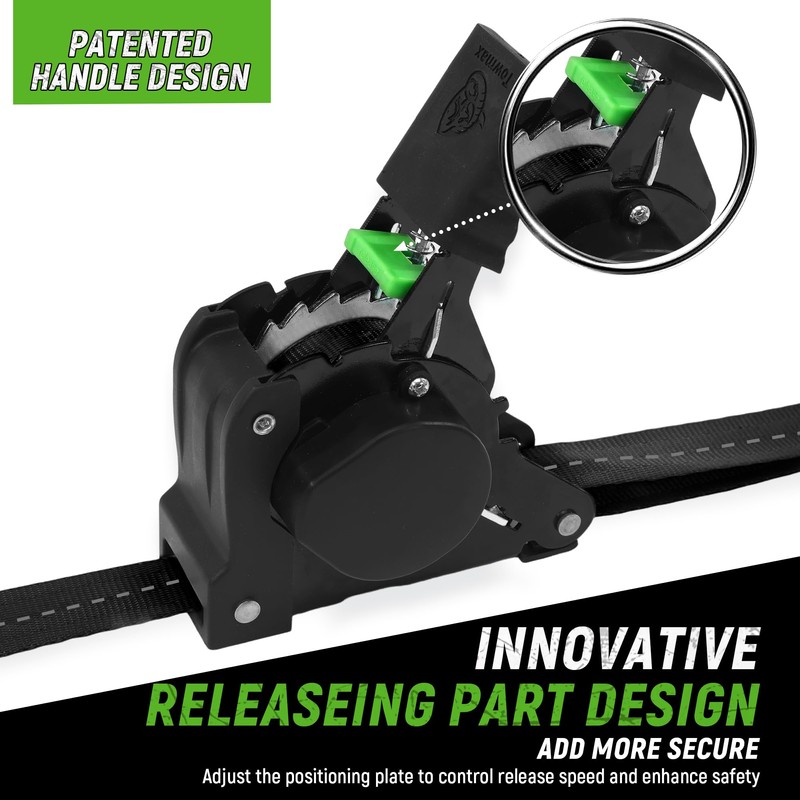 Retractable Ratchet Straps(4 Pack) - 1in x 10ft Self Retracting