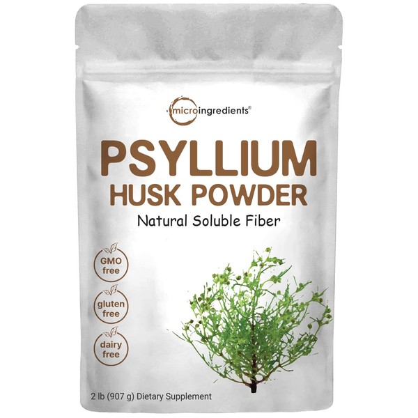 Psyllium Husk Powder, 2 Pound (32 Ounce), Soluble Fiber, Psyllium Husk Daily Fiber for Baking, Smoothie and Beverage, India Origin, Keto Diet, Unflavored, Gluten Free, No GMOs and Vegan Friendly
