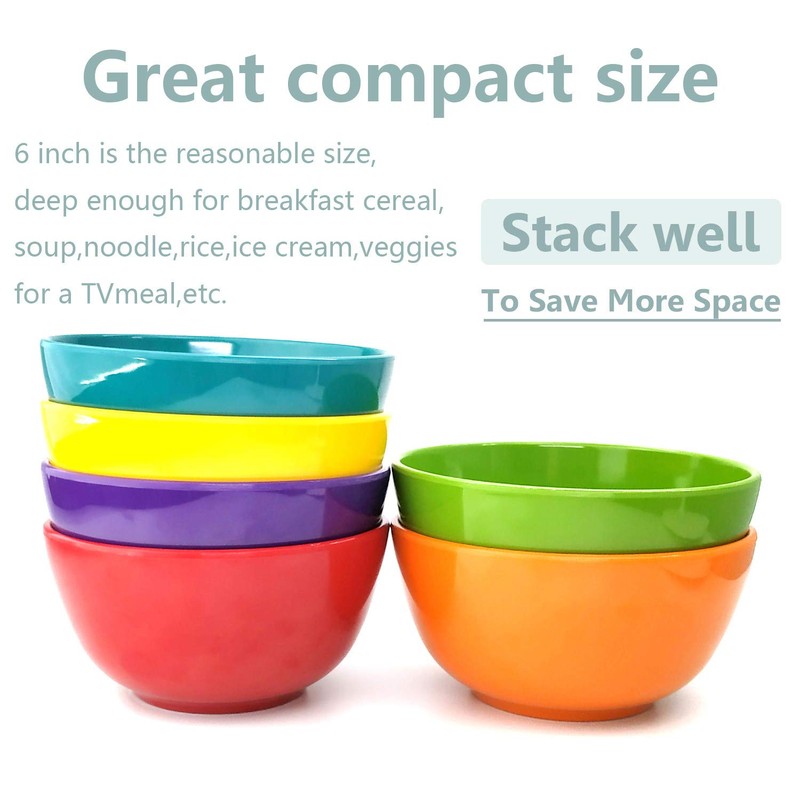 KX-WARE Melamine Bowls set - 28oz 6inch 100% Melamine Cereal/Soup/Salad