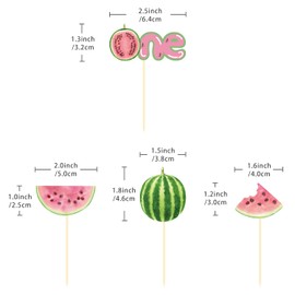 24Pcs Watermelon Cupcake Toppers, One in a Melon Cupcake Decoration for Summer Fruit First Birthday Anniversary Party Supplies (Watermelon Cupcake Toppers (pink))