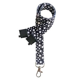 PCL Media ltd Printed Star Lanyard 20mm Wide ID Safety Breakaway Neck Strap LanyardFashion Lanyard (BlackStar)